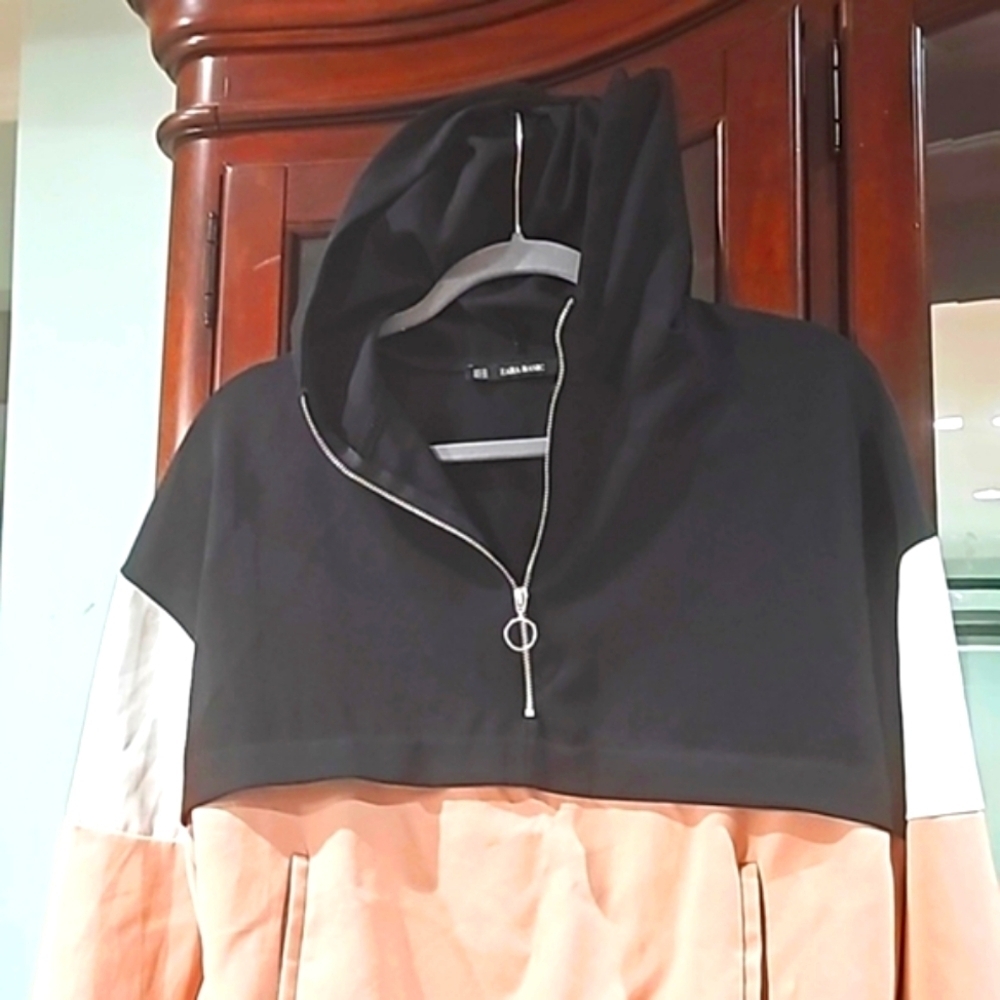 Zara Basic Color Block Spring Jacket Blk & Pink Xs - image 3